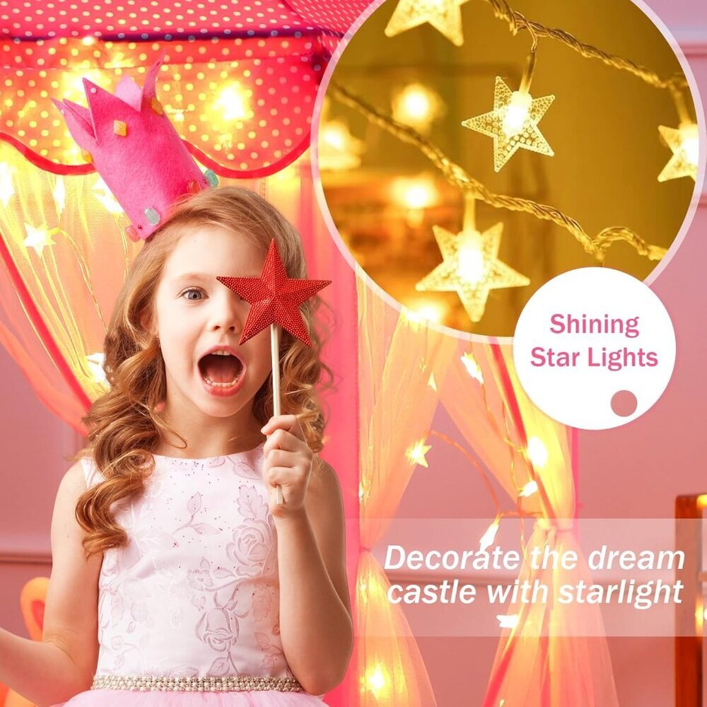Princess Tent for Girls Large Playhouse Kids Castle with Star Lights Outdoor - Picture 3 of 9